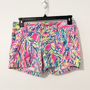 Lilly Pulitzer Callahan Shorts Pink Multicolor Palm Ria Reader Size 4
